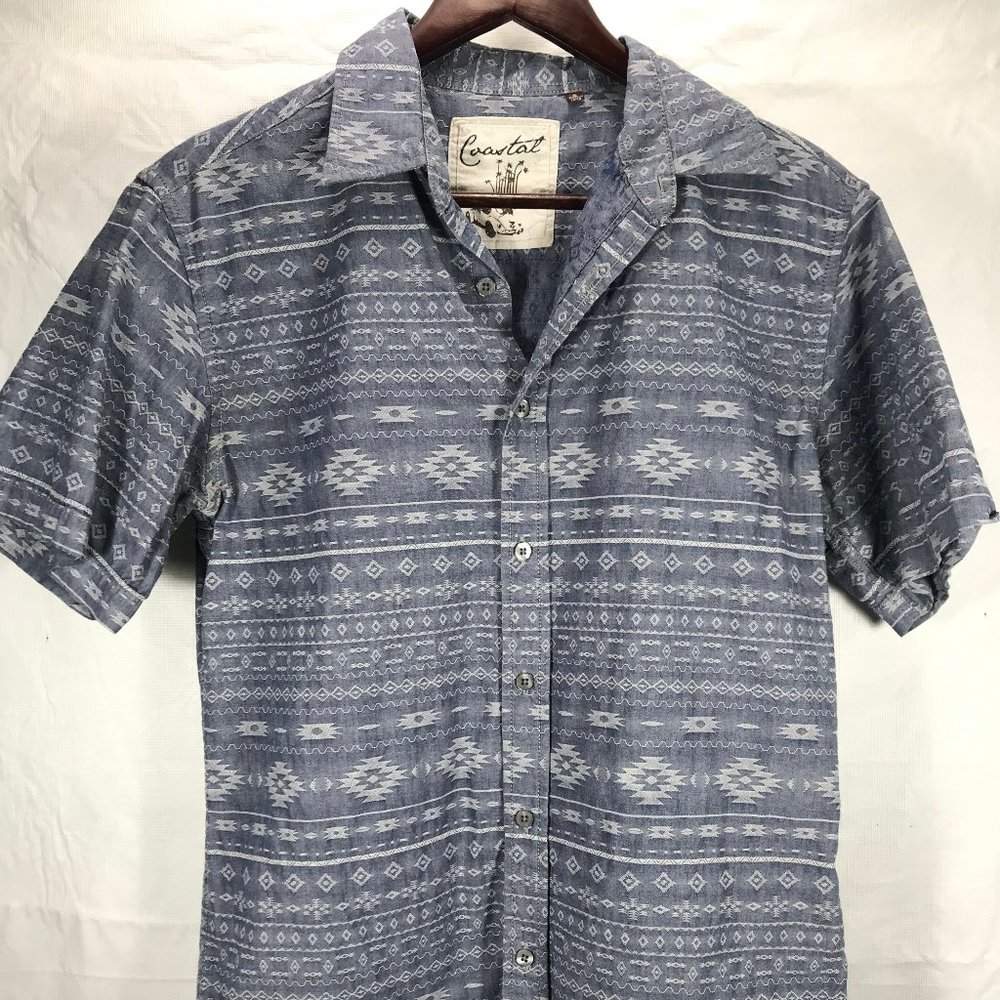 Coastal mens S s/s button front shirt